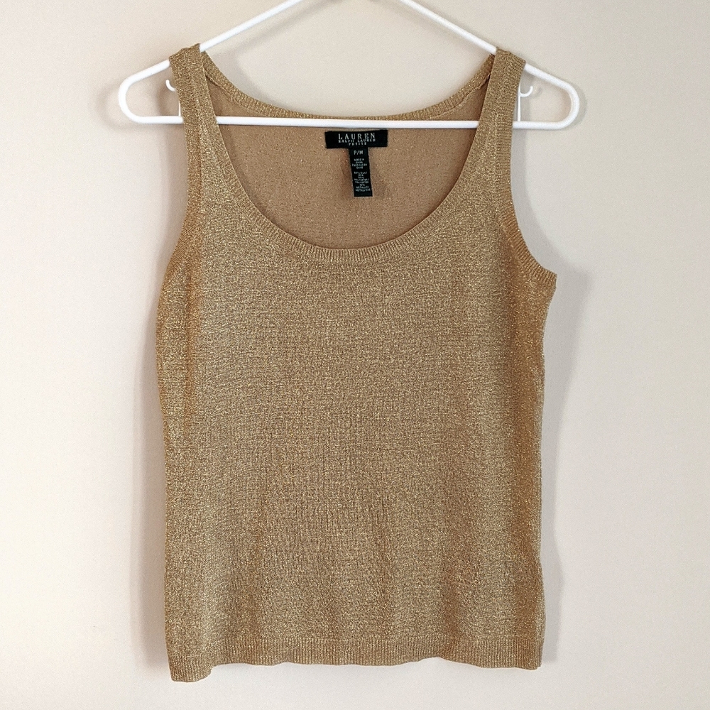 RALPH LAUREN gold knit tank sz PM